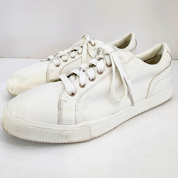 Zara Men's White Textured Lace Up Low Top Causal Sneakers Summer Shoes, sz 44 - Picture 4 of 12